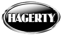 Hagerty Insurance logo, black oval with white letters