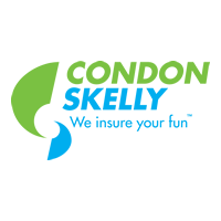 Condon Skelly Insurance, green letters for condon, blue letters for Skelly and We insure your fun.
