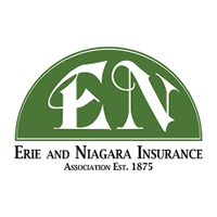 Erie and Niagara Insurance Association logo, white background with black letters