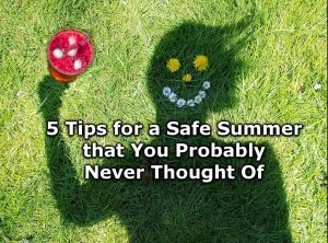 Green grass with daisys and dandelions forming a smiling face with a persons shadow holding a beverage